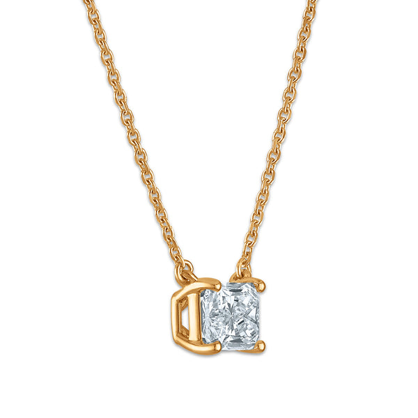 Signature EcoLove 1 CT Radiant Cut Lab Grown Diamond Solitaire Necklace in 14KT Yellow Gold