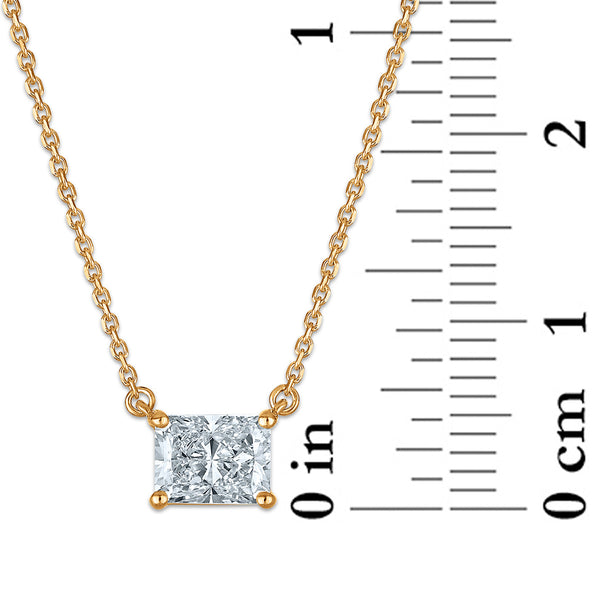 Signature EcoLove 1 CT Radiant Cut Lab Grown Diamond Solitaire Necklace in 14KT Yellow Gold