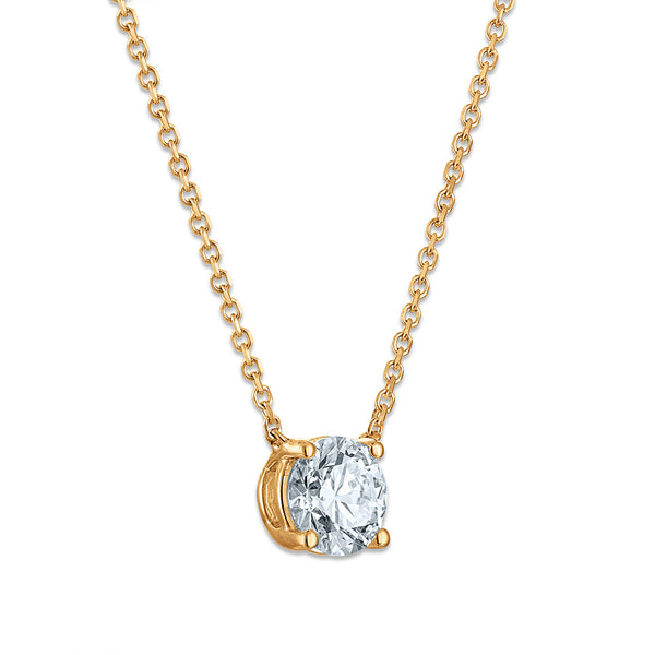 Signature EcoLove 1 CT Round Lab Grown Diamond Solitaire Necklace in 14KT Yellow Gold