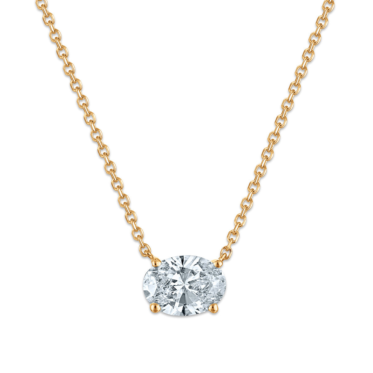 Signature EcoLove 1 CT Oval Lab Grown Diamond Solitaire Necklace in 14KT Yellow Gold