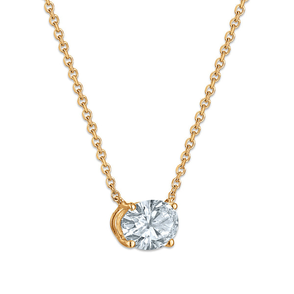 Signature EcoLove 1 CT Oval Lab Grown Diamond Solitaire Necklace in 14KT Yellow Gold