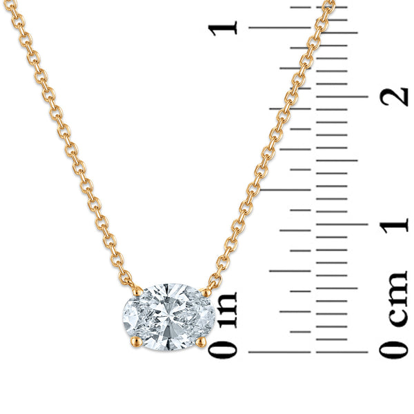 Signature EcoLove 1 CT Oval Lab Grown Diamond Solitaire Necklace in 14KT Yellow Gold
