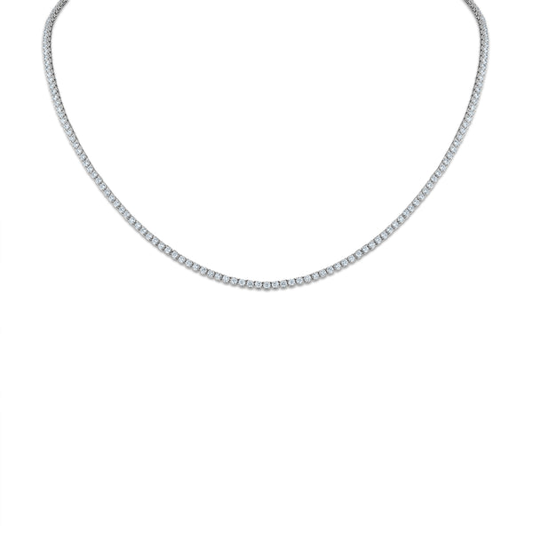 White Diamond Tennis Necklace in 14KT Gold
