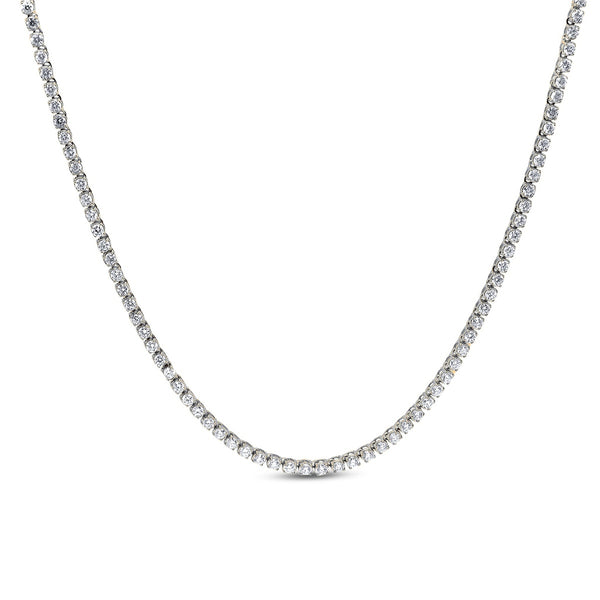 White Diamond Tennis Necklace in 14KT Gold