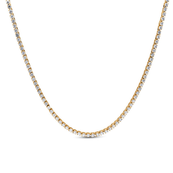 White Diamond Tennis Necklace in 14KT Gold