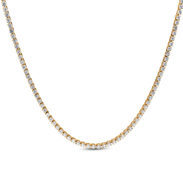 White Diamond Tennis Necklace in 14KT Gold