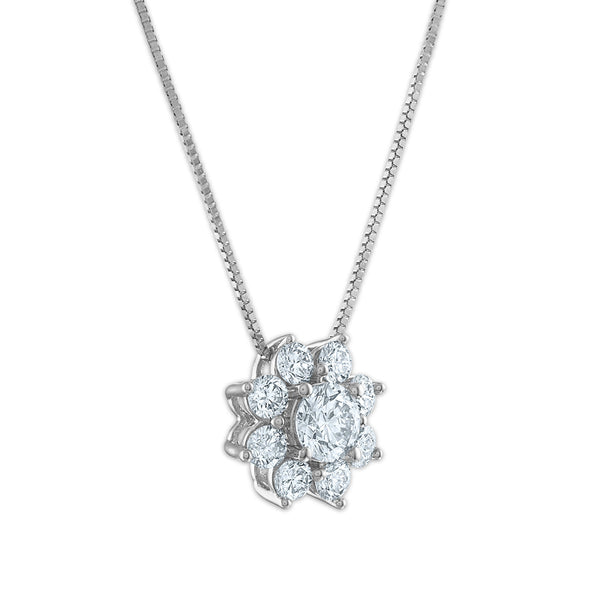 Signature EcoLove 3/4 CTW Lab Grown Diamond Fashion Flower Shaped 18-inch Pendant in 14KT White Gold