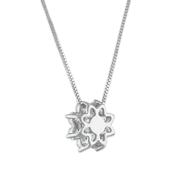 Signature EcoLove 3/4 CTW Lab Grown Diamond Fashion Flower Shaped 18-inch Pendant in 14KT White Gold
