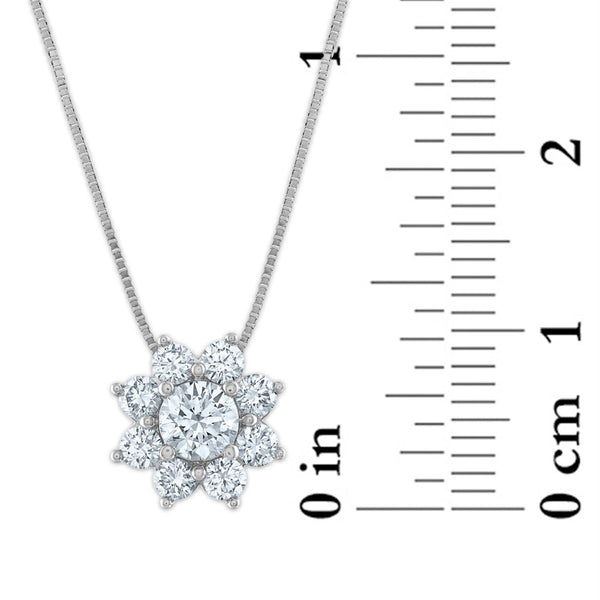 Signature EcoLove 3/4 CTW Lab Grown Diamond Fashion Flower Shaped 18-inch Pendant in 14KT White Gold