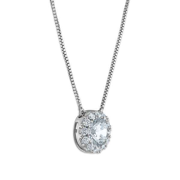 Signature EcoLove 1 1/3 CTW Lab Grown Diamond Halo 18-inch Pendant in 14KT White Gold