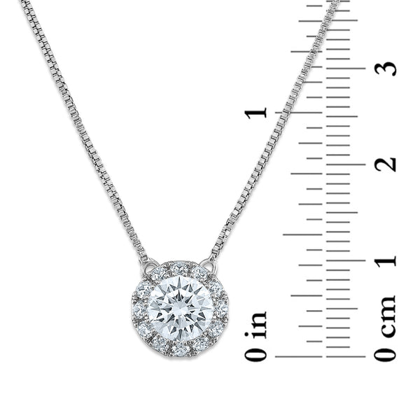 Signature EcoLove 1 1/3 CTW Lab Grown Diamond Halo 18-inch Pendant in 14KT White Gold