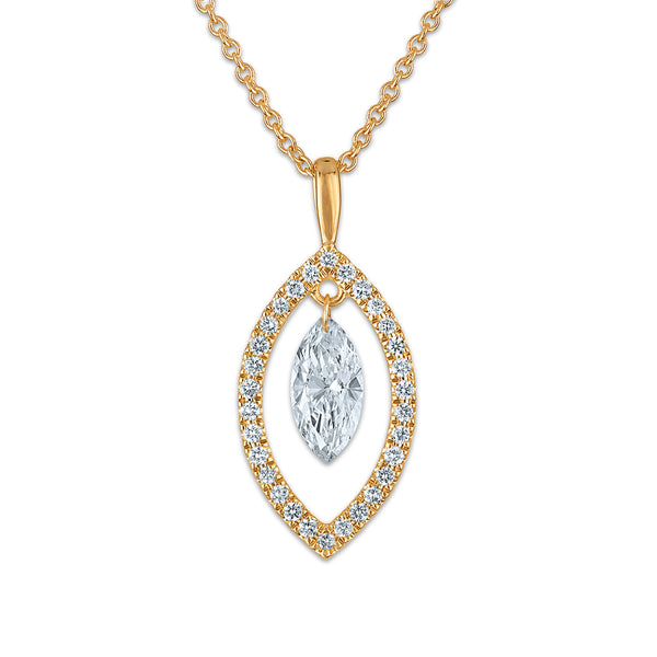 White Diamond Halo Pendant in 14KT Gold