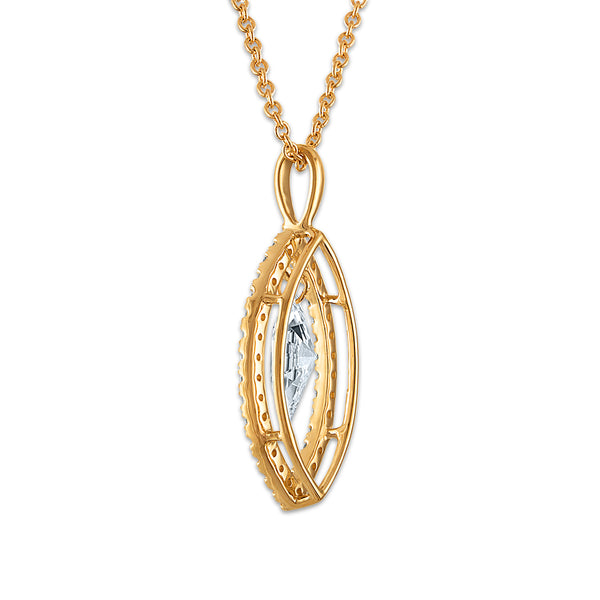 White Diamond Halo Pendant in 14KT Gold