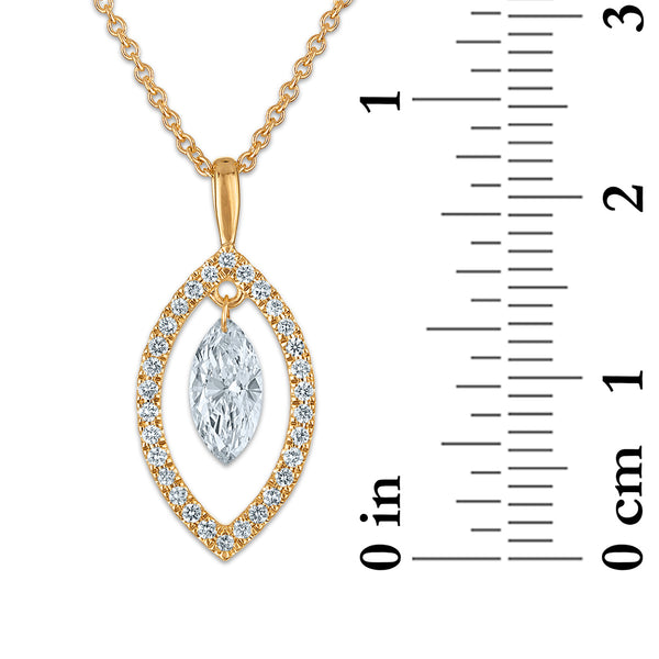 White Diamond Halo Pendant in 14KT Gold
