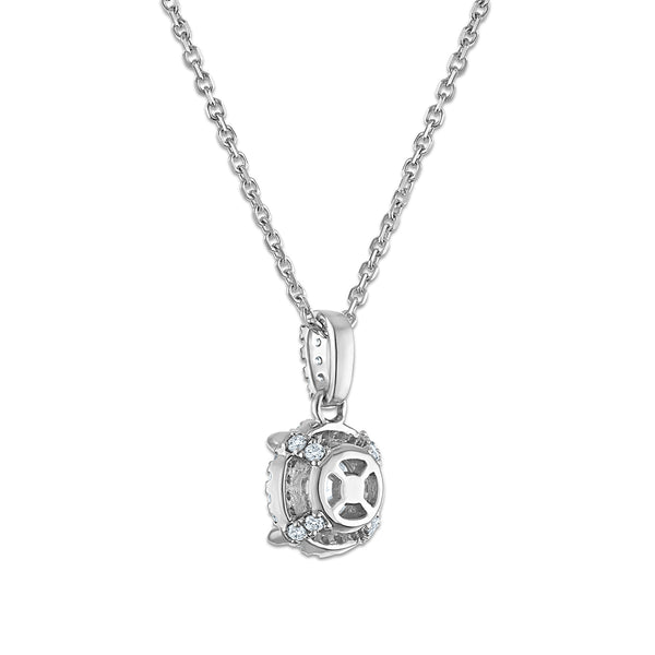 White Diamond Halo Pendant in 14KT Gold