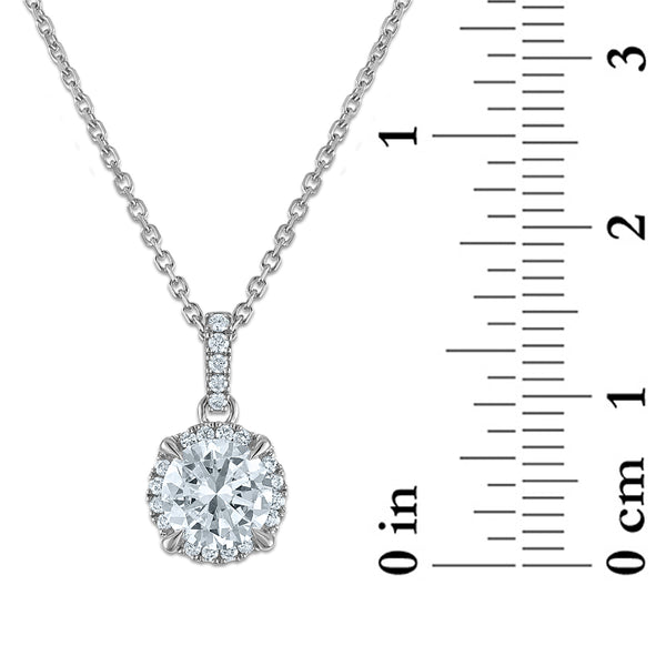 White Diamond Halo Pendant in 14KT Gold