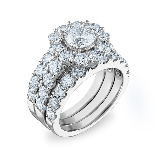 Signature EcoLove Diamond Dreams 5 CTW Lab Grown Diamond Halo Bridal Set Ring in 14KT White Gold