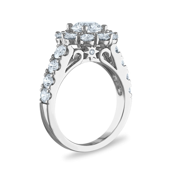 Signature EcoLove Diamond Dreams 5 CTW Lab Grown Diamond Halo Bridal Set Ring in 14KT White Gold