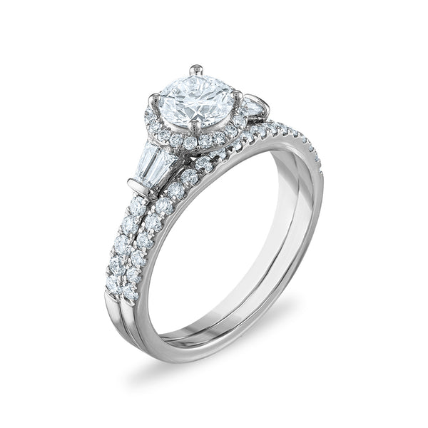 Signature EcoLove 1 1/2 CTW Lab Grown Diamond Halo Bridal Set Ring in 14KT White Gold