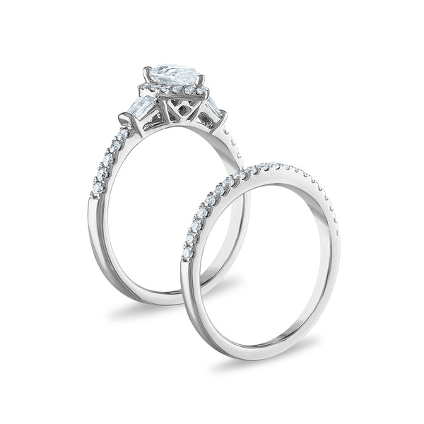 Signature EcoLove 1 1/2 CTW Lab Grown Diamond Halo Bridal Set in 14KT White Gold