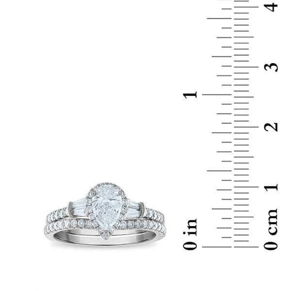 Signature EcoLove 1 1/2 CTW Lab Grown Diamond Halo Bridal Set in 14KT White Gold