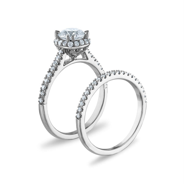 Signature EcoLove Diamond Dreams 1-1/2 CTW Lab Grown Diamond Halo Bridal Set in 14KT White Gold