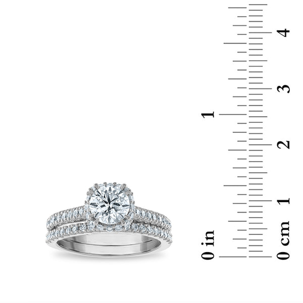 Signature EcoLove Diamond Dreams 1-1/2 CTW Lab Grown Diamond Halo Bridal Set in 14KT White Gold