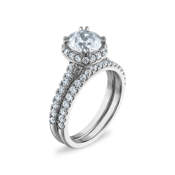 Signature EcoLove 2-1/5 CTW Lab Grown Diamond Halo Bridal Set in 14KT White Gold