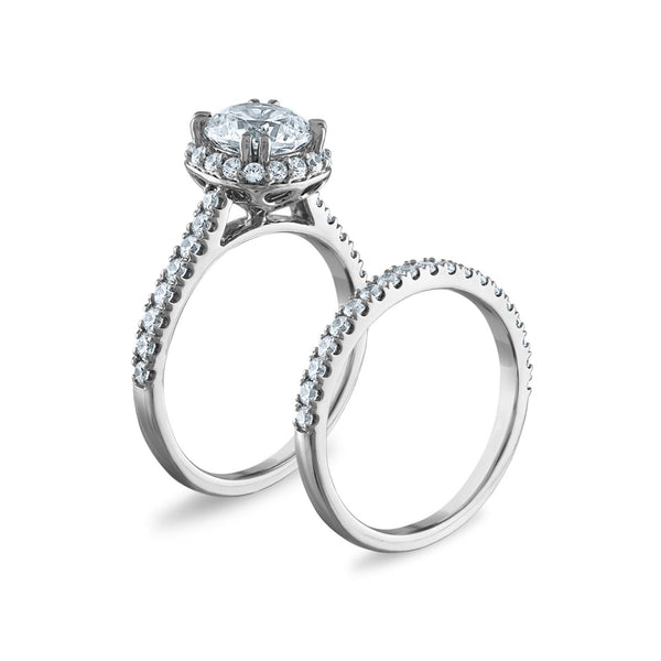 Signature EcoLove 2-1/5 CTW Lab Grown Diamond Halo Bridal Set in 14KT White Gold