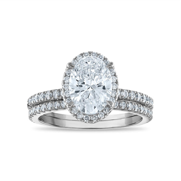 Signature EcoLove Diamond Dreams 2-3/4 CTW Lab Grown Diamond Halo Oval Shaped Bridal Set in 14KT White Gold