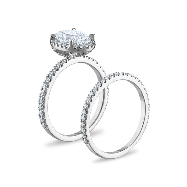 Signature EcoLove Diamond Dreams 2-3/4 CTW Lab Grown Diamond Halo Oval Shaped Bridal Set in 14KT White Gold