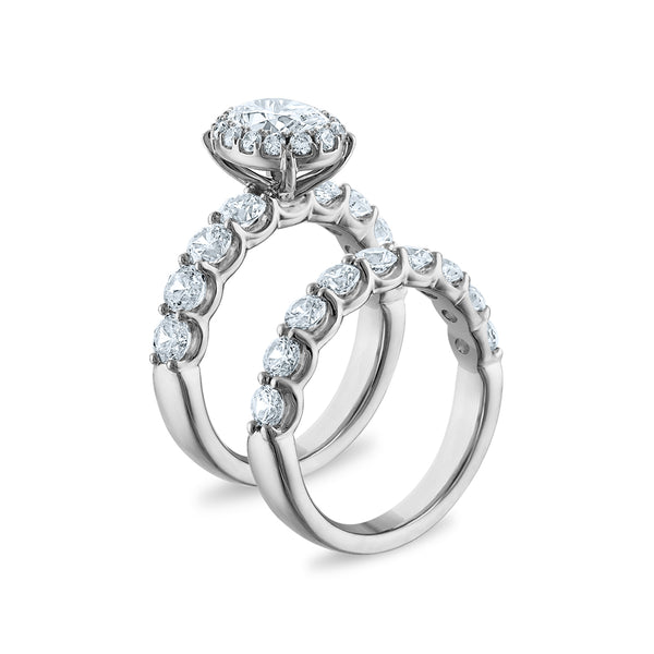 Signature EcoLove 3-1/2 CTW Lab Grown Diamond Halo Oval Shaped Bridal Set in 14KT White Gold
