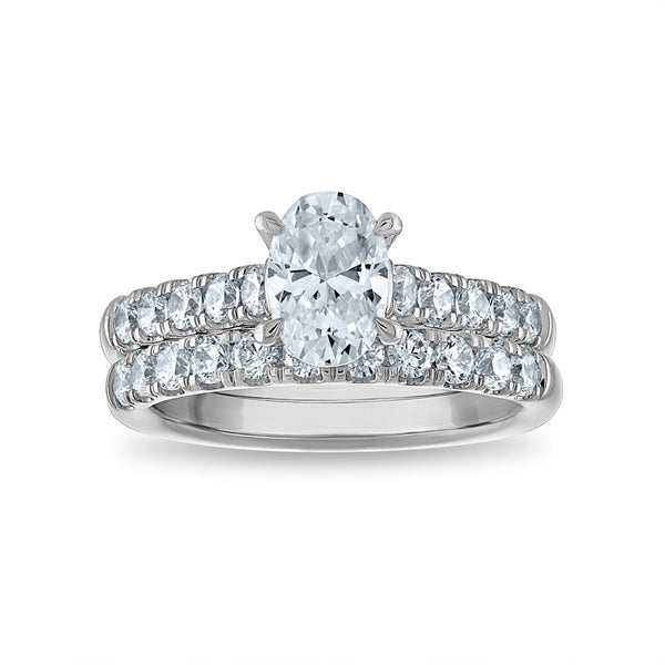 Signature EcoLove 2 CTW Lab Grown Diamond Oval Bridal Set in 14KT White Gold
