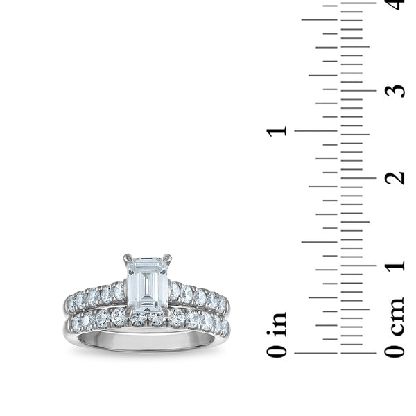 Signature EcoLove 2 CTW Lab Grown Diamond Emerald Shaped Wedding Set in 14KT White Gold