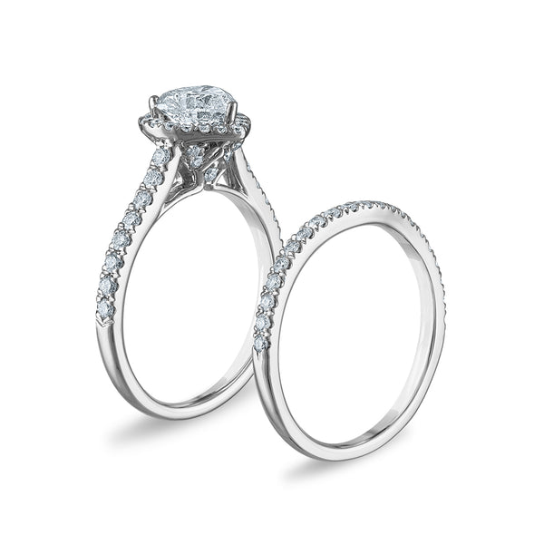 Signature EcoLove 1-3/4 CTW Lab Grown Diamond Halo Heart Shaped Bridal Set in 14KT White Gold