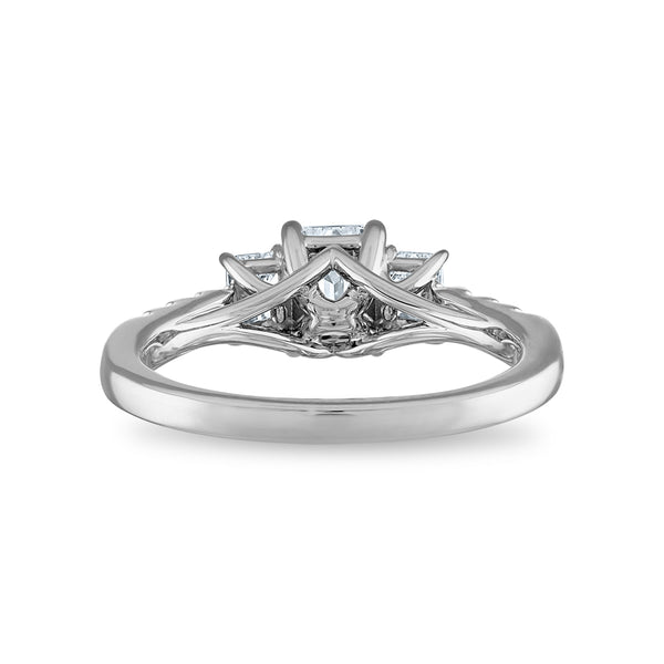 Signature EcoLove 1 1/2 CTW Lab Grown Diamond Emerald Shaped Three Stone Ring in 14KT White Gold