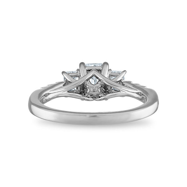 Signature EcoLove 1-1/2 CTW Lab Grown Diamond Emerald Shaped Three Stone Ring in 14KT White Gold