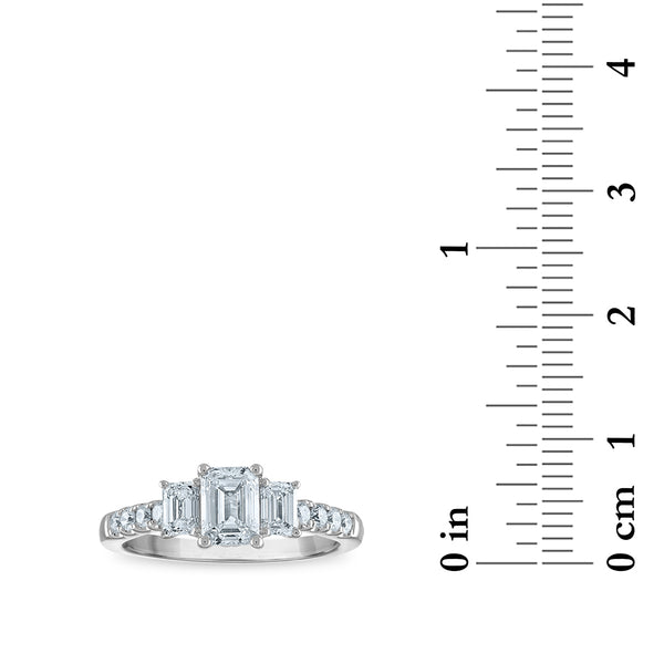 Signature EcoLove 1 1/2 CTW Lab Grown Diamond Emerald Shaped Three Stone Ring in 14KT White Gold