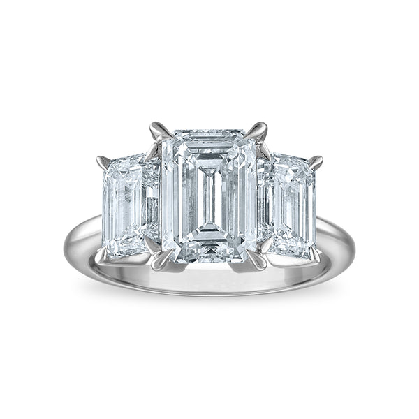 White Diamond Three Stone Ring in 14KT Gold
