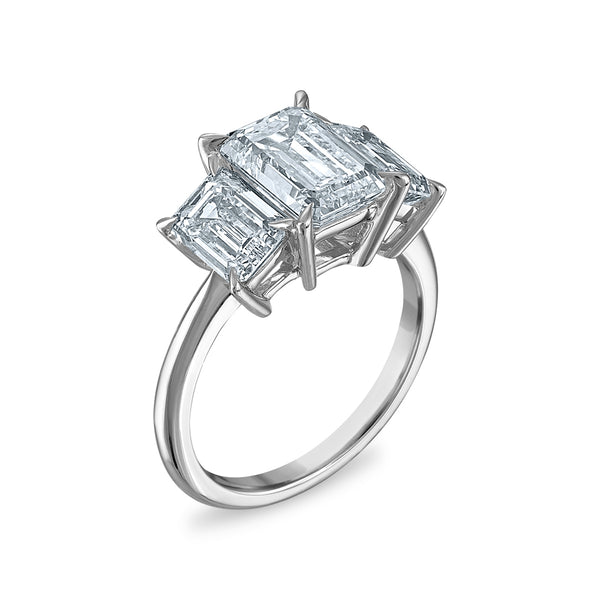 White Diamond Three Stone Ring in 14KT Gold