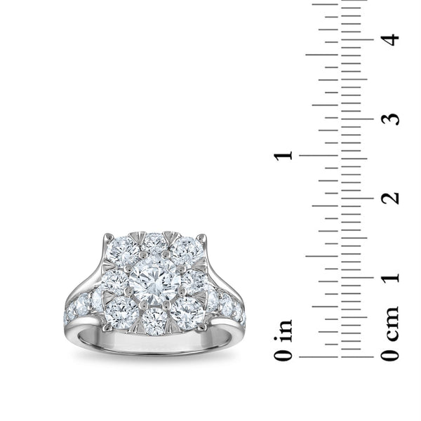 Signature EcoLove 2 1/2 CTW Lab Grown Diamond Cluster Engagement Ring in 14KT White Gold