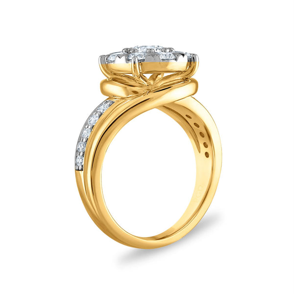 Signature EcoLove 1-1/2 CTW Lab Grown Diamond Cluster Engagement Ring in 14KT Yellow Gold