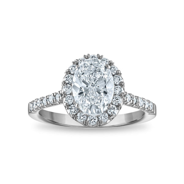 White Diamond Halo Ring in 14KT Gold