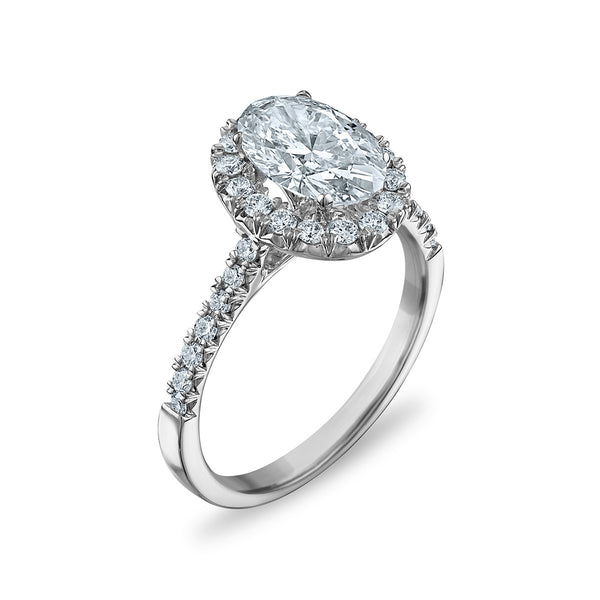 White Diamond Halo Ring in 14KT Gold