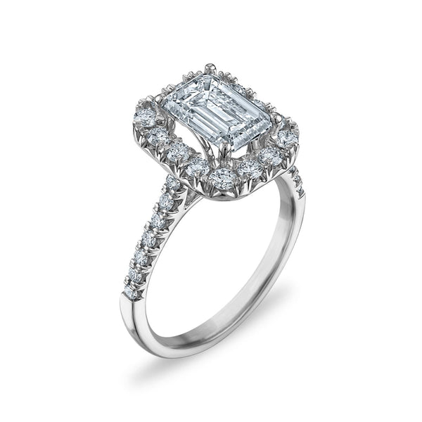 White Diamond Halo Ring in 14KT Gold