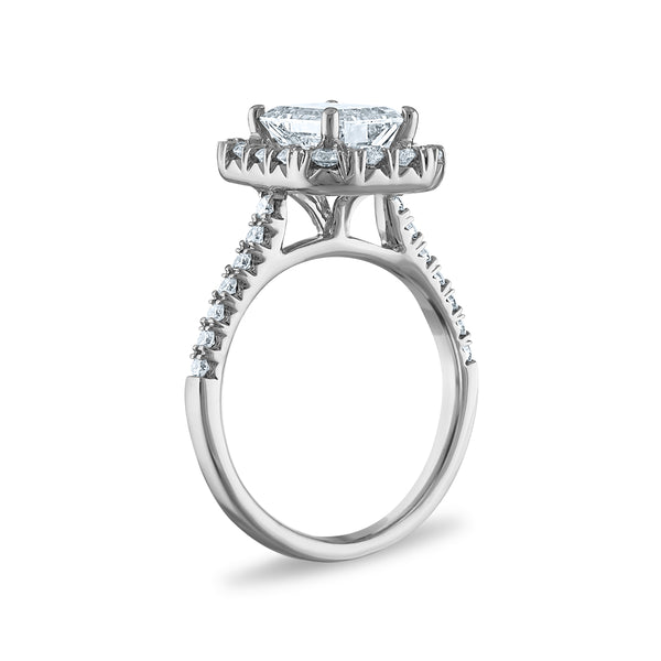 White Diamond Halo Ring in 14KT Gold