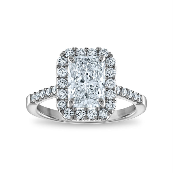 White Diamond Halo Ring in 14KT Gold