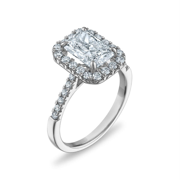 White Diamond Halo Ring in 14KT Gold