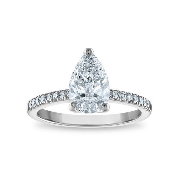 White Diamond Solitaire Ring in 14KT Gold