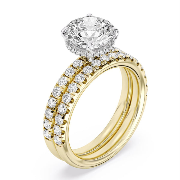 Signature EcoLove Diamond Dreams 3-3/4 CTW 100 Facet Centurion Lab Grown Diamond Bridal Set in 18KT Yellow Gold
